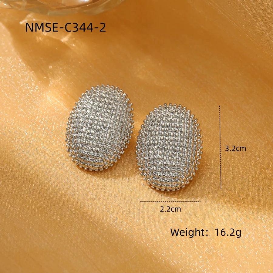 1 Pair Simple Style Oval 304 Stainless Steel Ear Studs - Lilah jewellery boutique