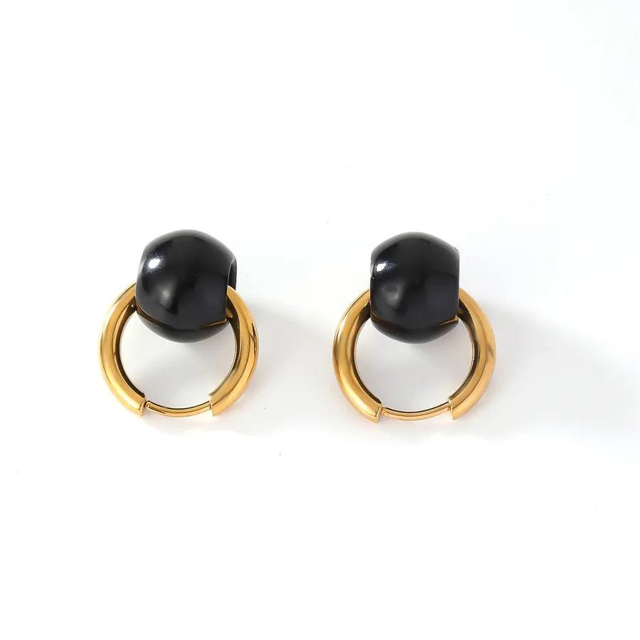 Κρικάκια με χάντρα 304 Stainless Steel natural stone K Gold Plated Earrings - Lilah jewellery boutique