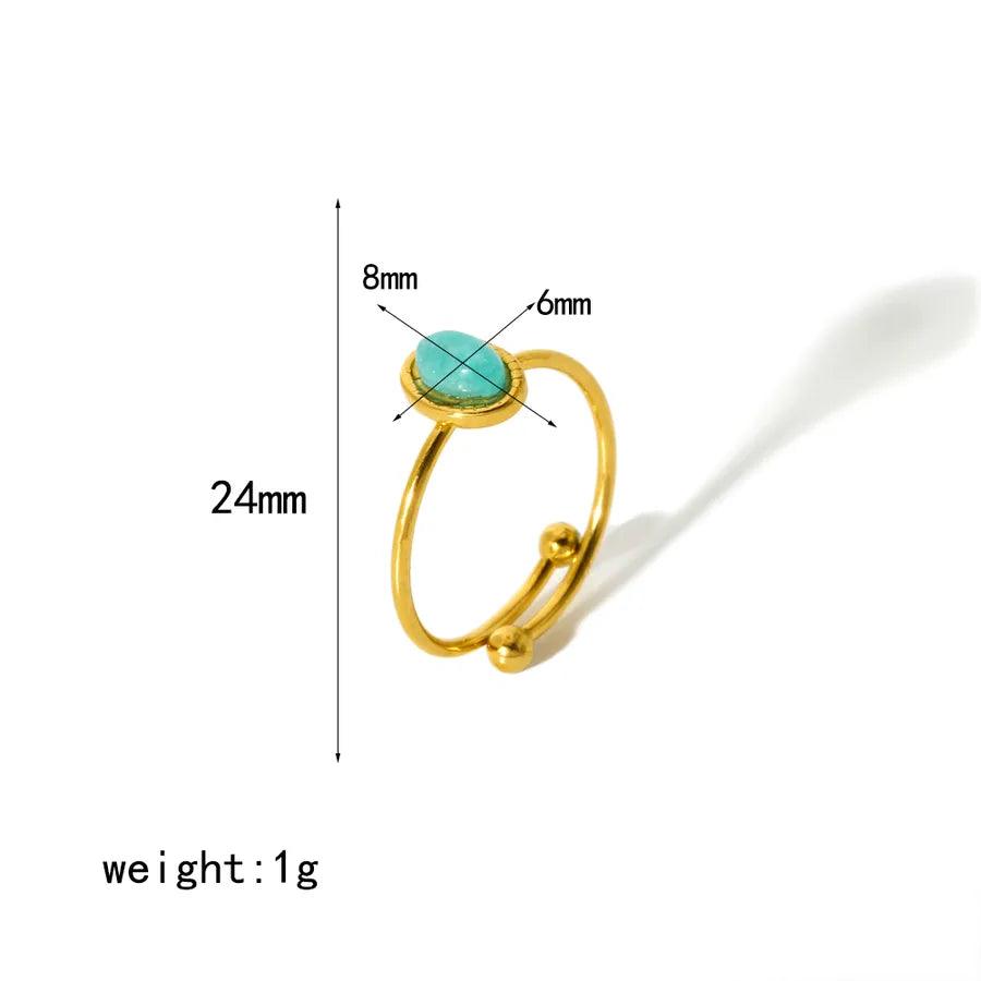 304 Stainless Steel 18K Gold Plated Simple Style Polishing Plating Geometric Adjustable Ring - Lilah jewellery boutique