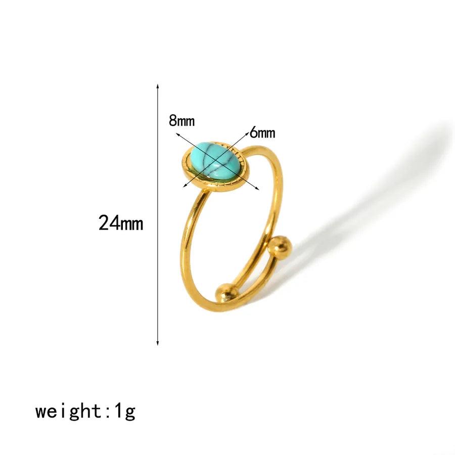 304 Stainless Steel 18K Gold Plated Simple Style Polishing Plating Geometric Adjustable Ring - Lilah jewellery boutique