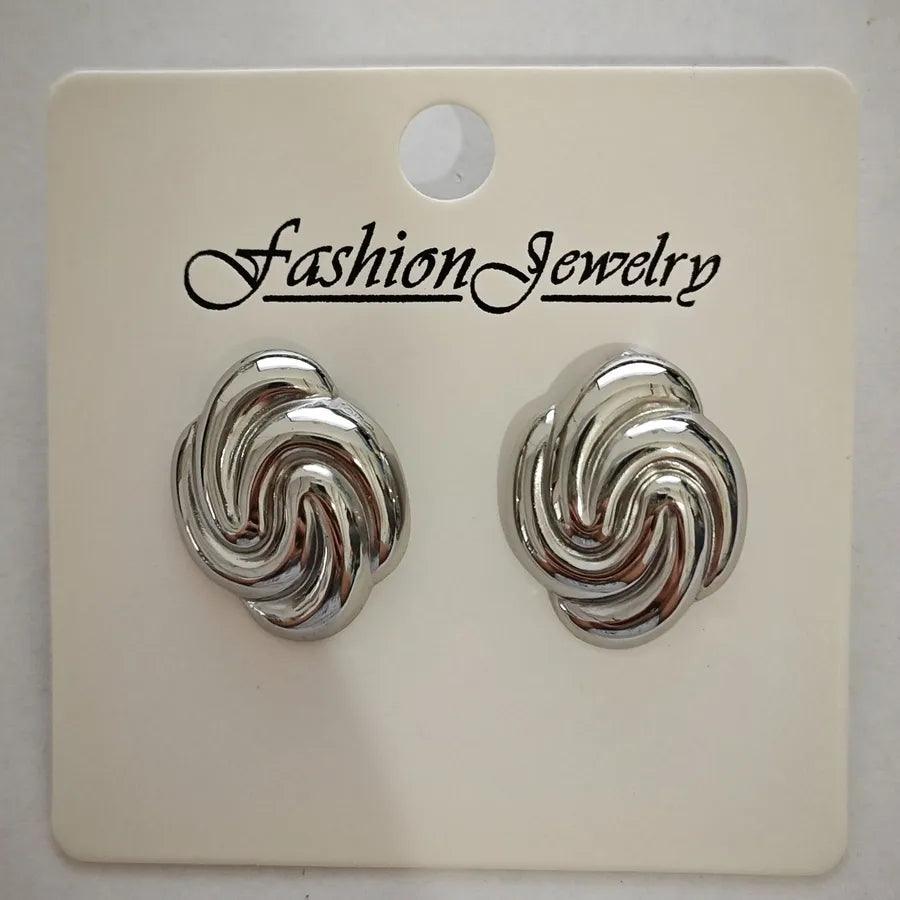 1 Pair Retro Solid Color Irregular Plating 304 Stainless Steel Ear Studs - Lilah jewellery boutique