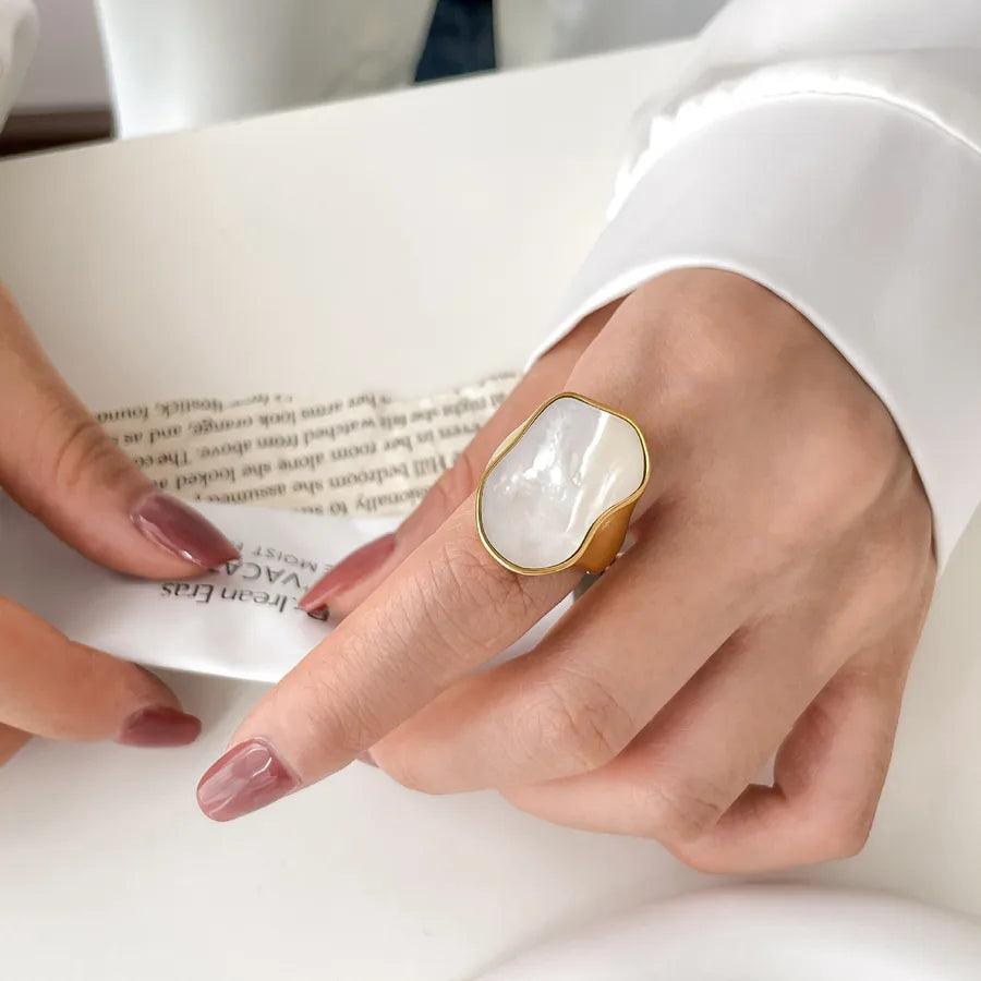 basic retro geometric titanium steel epoxy plating rings - Lilah jewellery boutique