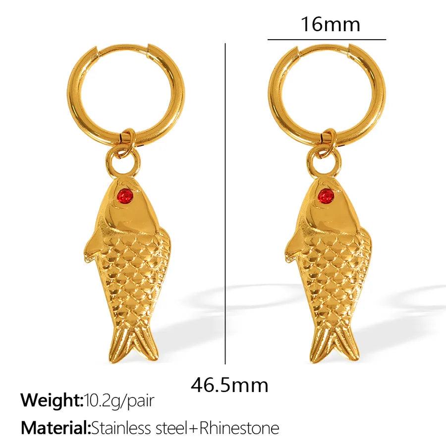 Fashion Minimalist Elegant Little Fish Earrings Titanium Steel Plated 18K Vacation Style Casual Marine Series Earrings - Lilah jewellery boutique