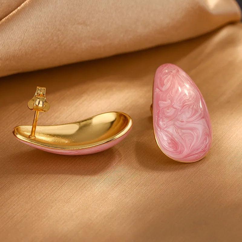 1 Pair Elegant Vintage Style Water Droplets 304 Stainless Steel Imitation Gold Ear Studs - Lilah jewellery boutique