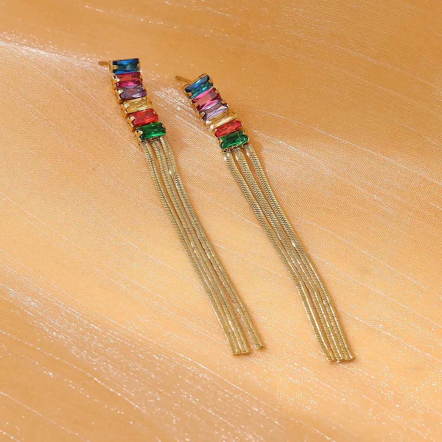 1 Pair Elegant Tassel Tassel 304 Stainless Steel Drop Earrings - Lilah jewellery boutique