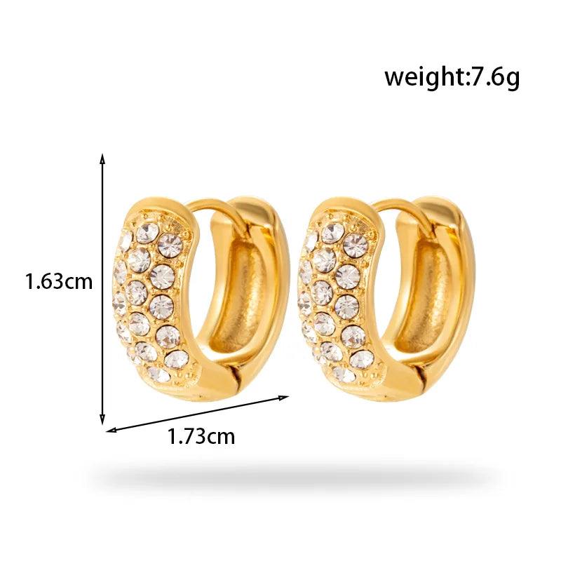 1 Pair French Style Simple Style Korean Style Geometric 304 Stainless Steel Zircon Hoop Earrings Drop Earrings - Lilah jewellery boutique