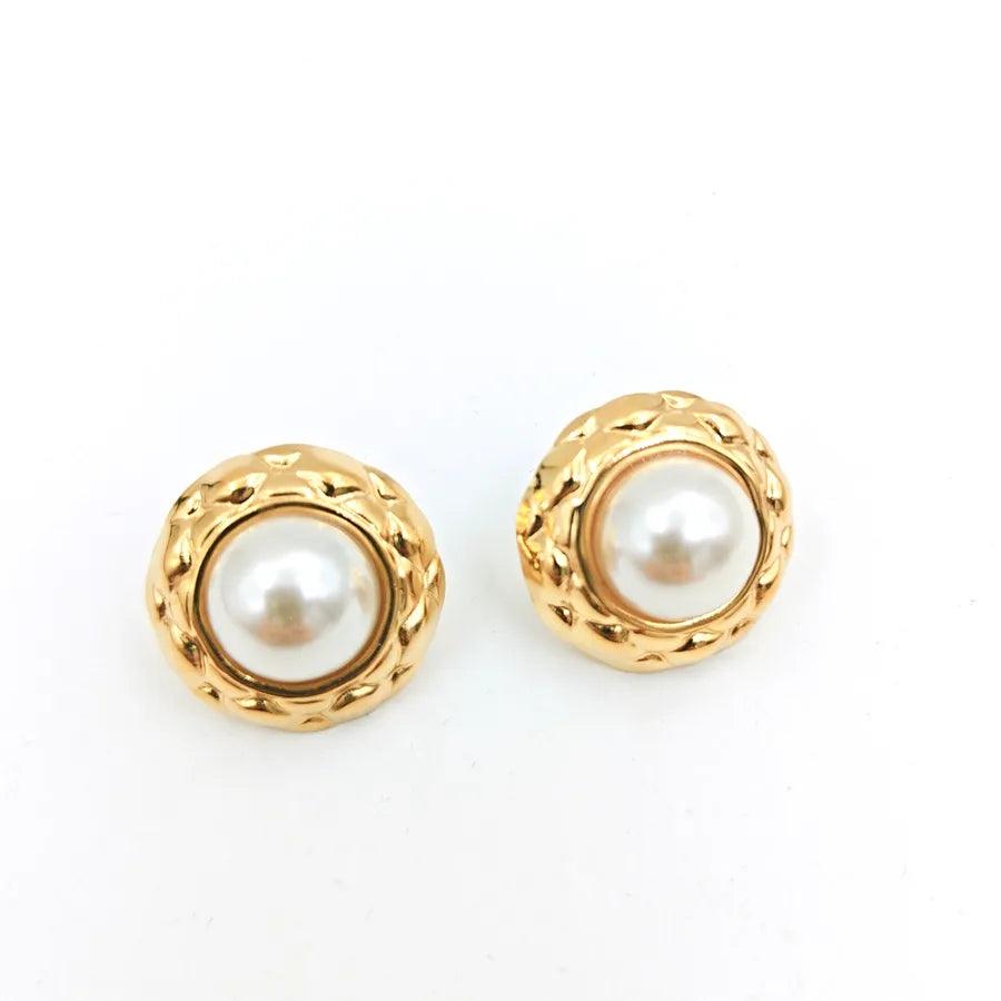 Σκουλαρίκια με πέτρες Round Inlay 304 Stainless Steel Artificial Gemstones Natural Stone Ear Studs - Lilah jewellery boutique
