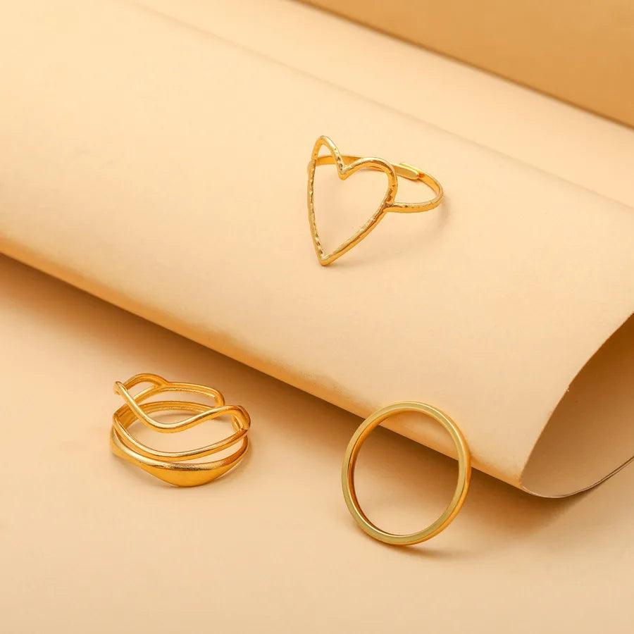 Wholesale Jewelry Fashion Geometric Stainless Steel Artificial Gemstones 18K Gold Plated Plating Rings - Lilah jewellery boutique