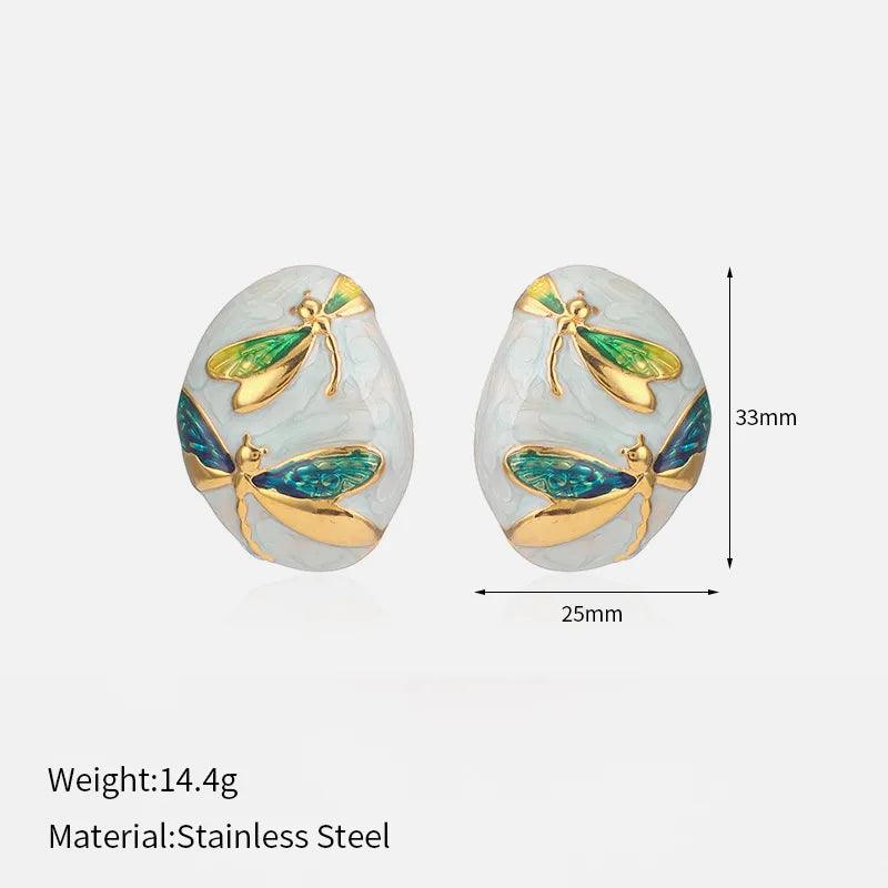 1 Pair Y2K Casual Simple Style Animal Enamel Plating 304 Stainless Steel Ear Studs - Lilah jewellery boutique