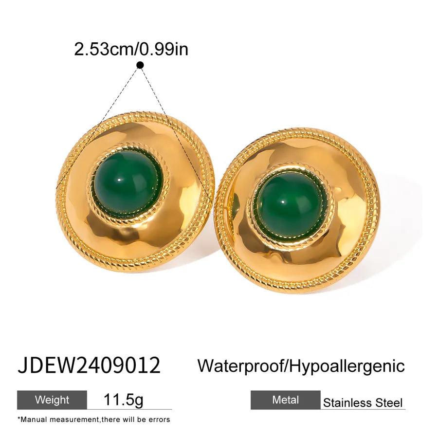 1 Pair Vintage Style Classic Style Geometric Plating 304 Stainless Steel Agate Ear Studs - Lilah jewellery boutique