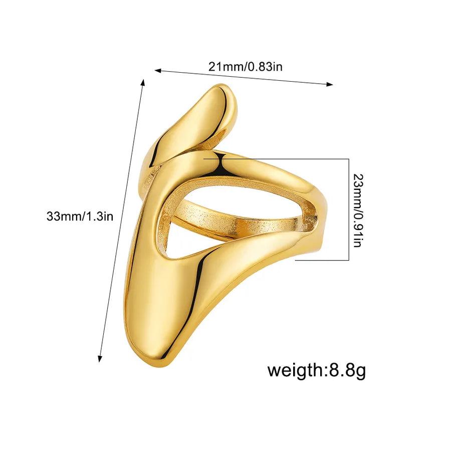 Wholesale Jewelry Simple Style Geometric Water Droplets Solid Color Titanium Steel Open Rings - Lilah jewellery boutique