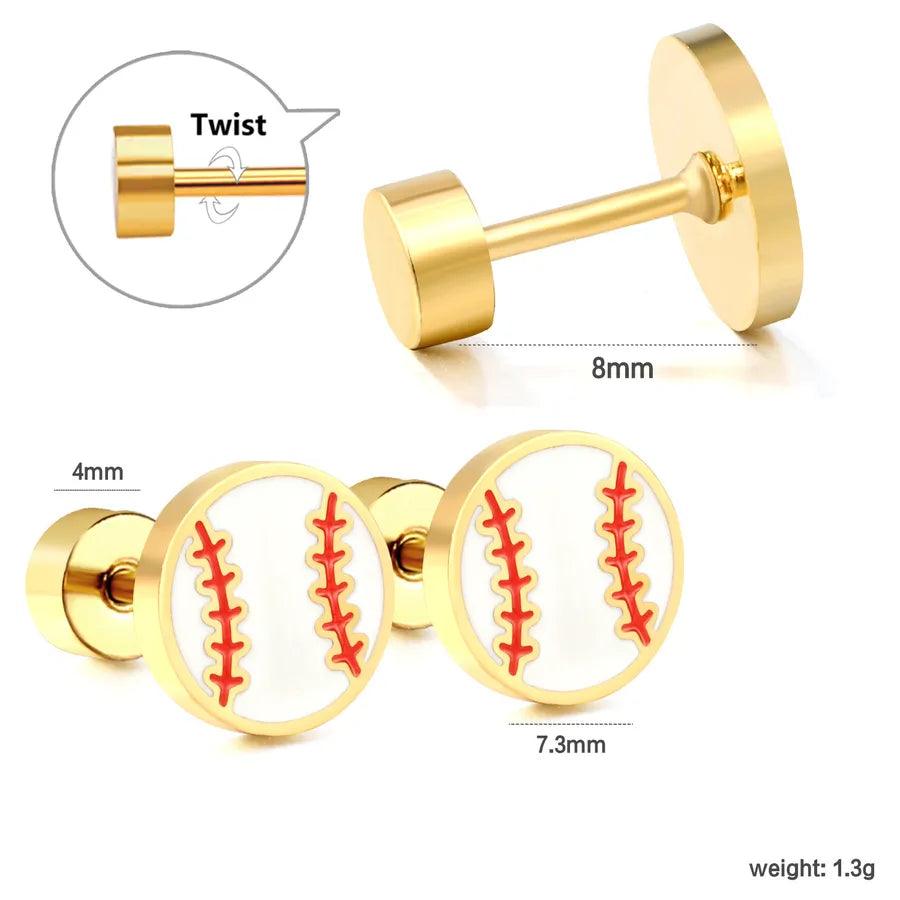 1 Pair Simple Style Ball Cake Watermelon Plating 304 Stainless Steel Bullet Backs Ear Studs - Lilah jewellery boutique