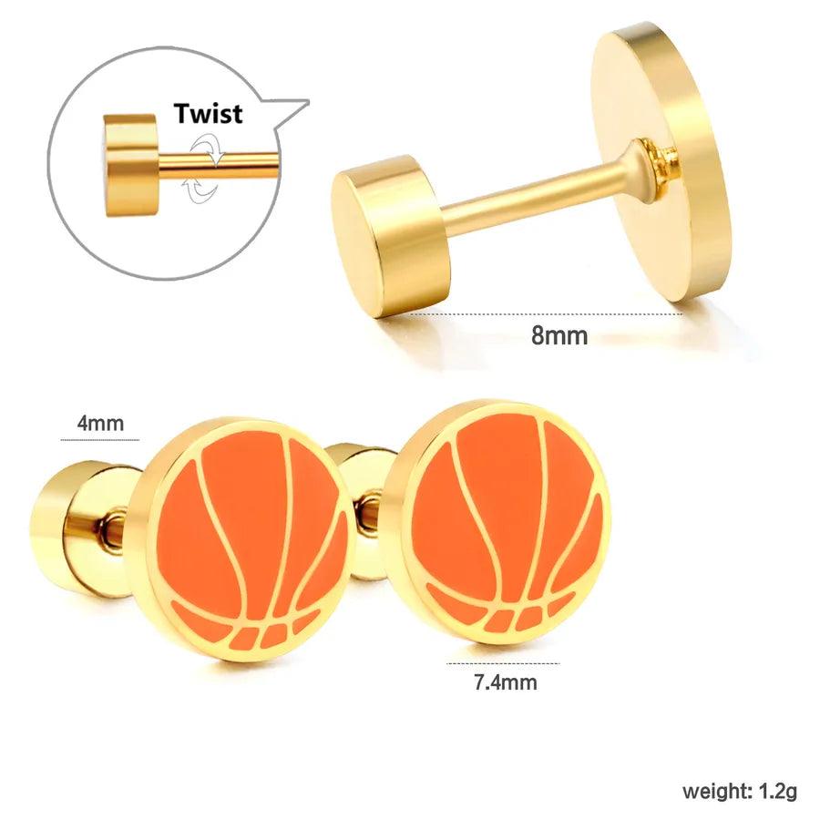 1 Pair Simple Style Ball Cake Watermelon Plating 304 Stainless Steel Bullet Backs Ear Studs - Lilah jewellery boutique