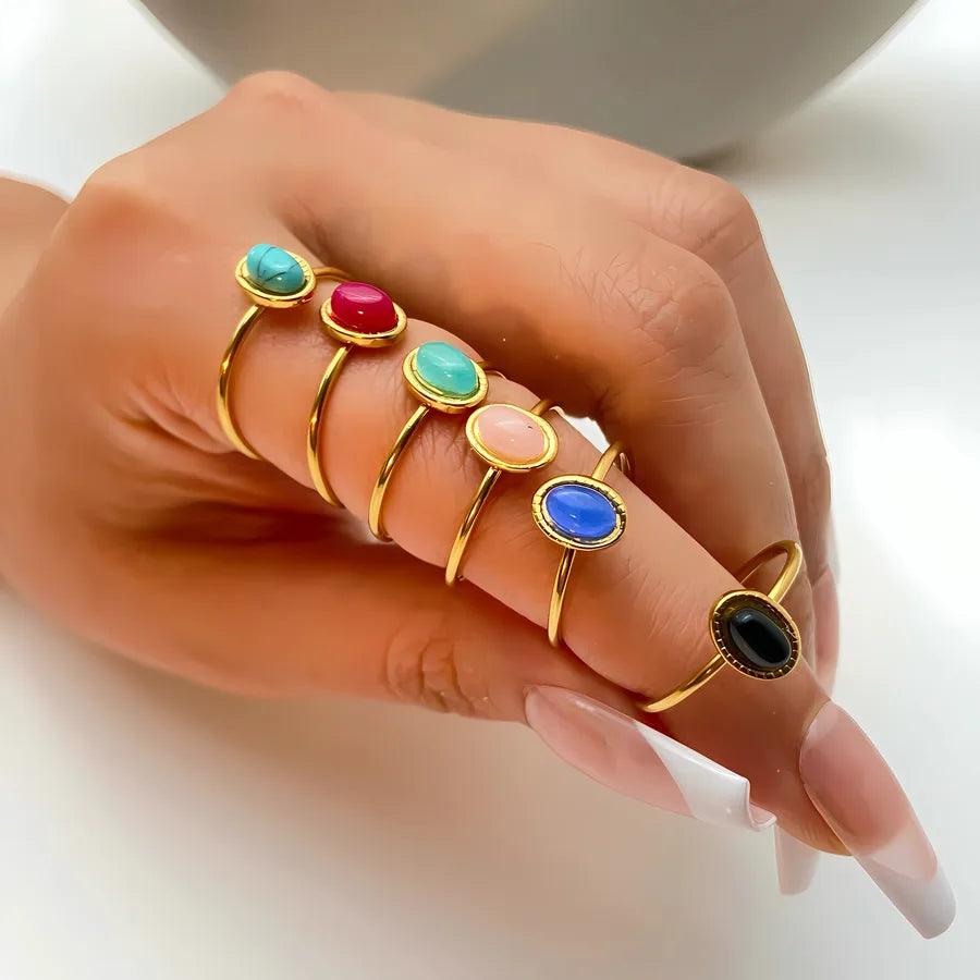 304 Stainless Steel 18K Gold Plated Simple Style Polishing Plating Geometric Adjustable Ring - Lilah jewellery boutique