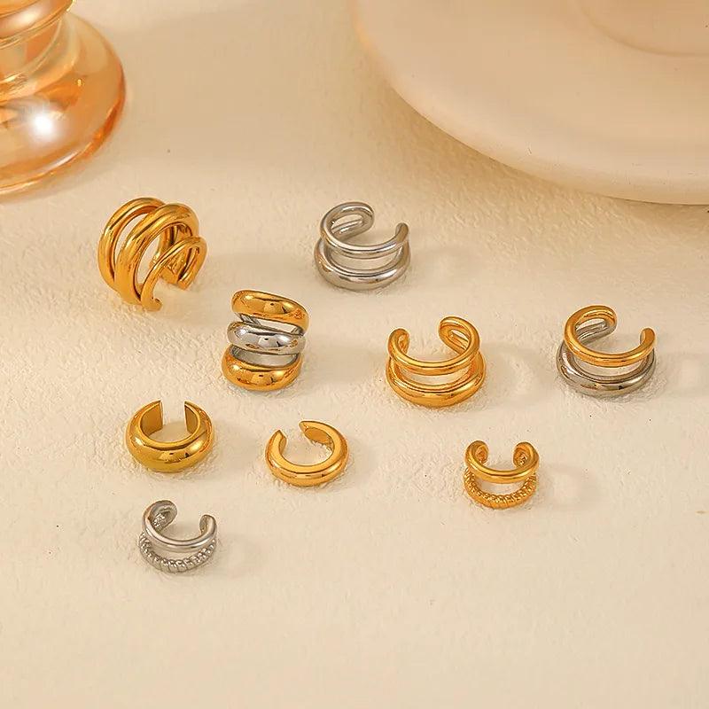 1 Piece Simple Style Classic Style C Shape Solid Color Polishing Plating 304 Stainless Steel 18K Gold Plated Ear Cuffs - Lilah jewellery boutique