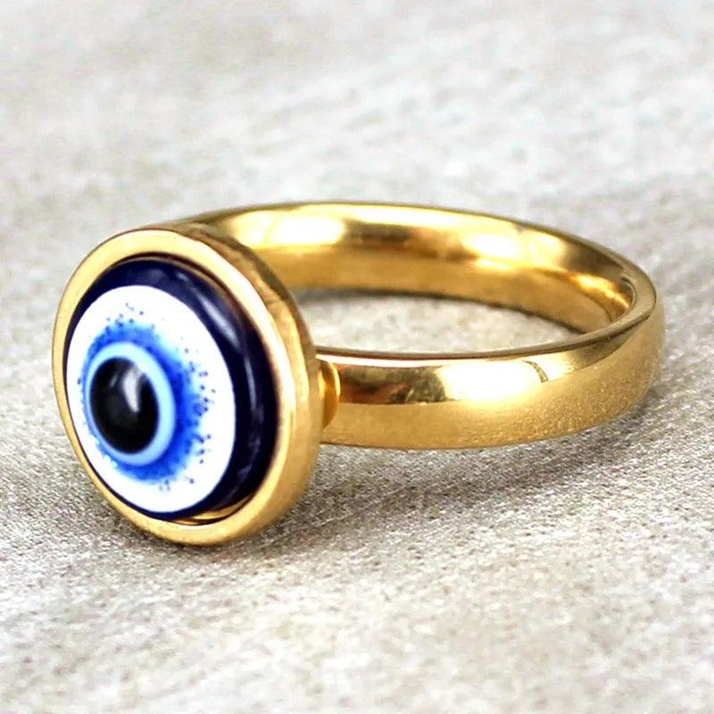 1 piece fashion devil's eye titanium steel plating rings - Lilah jewellery boutique