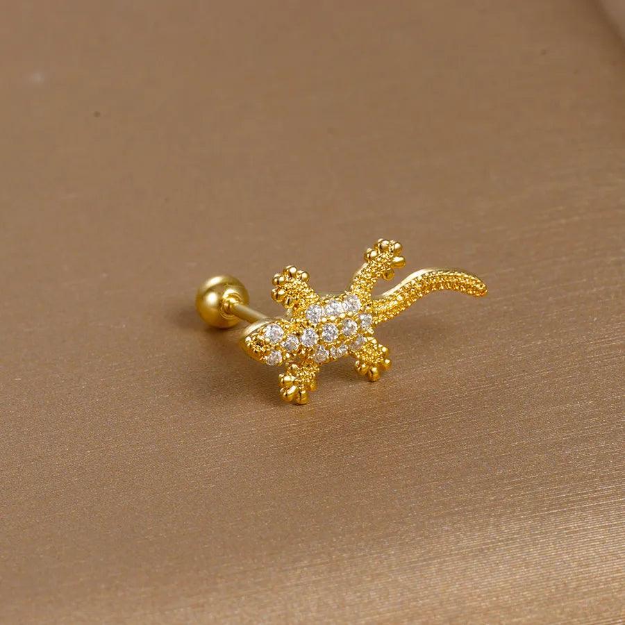 1 piece sweet simple style flower plating inlay titanium steel zircon ear studs - Lilah jewellery boutique