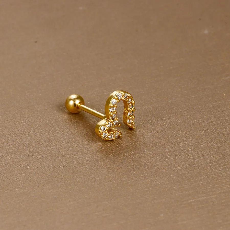 1 piece sweet simple style flower plating inlay titanium steel zircon ear studs - Lilah jewellery boutique