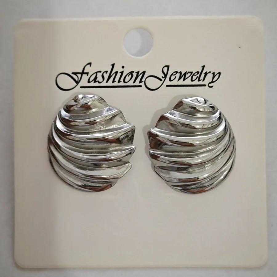 1 Pair Retro Solid Color Irregular Plating 304 Stainless Steel Ear Studs - Lilah jewellery boutique