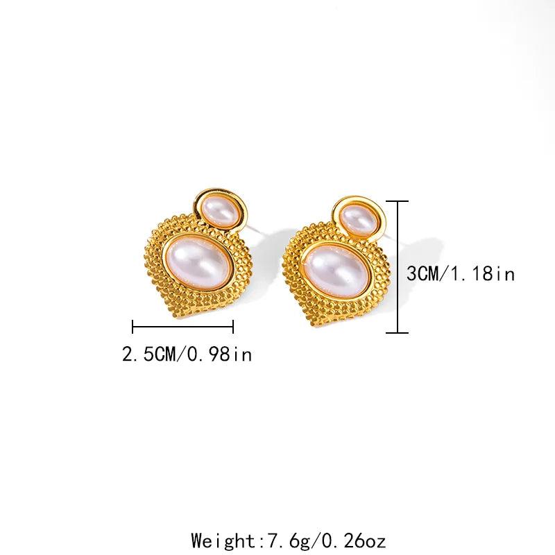 1 Pair Elegant Streetwear Oval Plating Inlay 304 Stainless Steel Artificial Pearls 14K Gold Plated Ear Studs - Lilah jewellery boutique