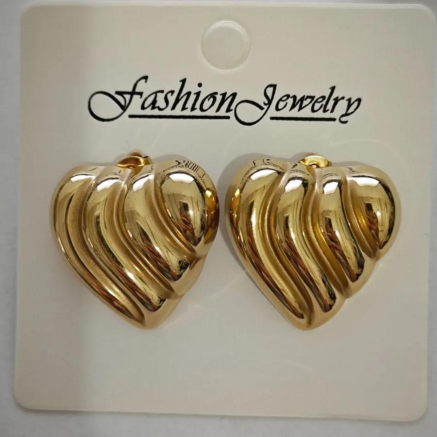 1 Pair Retro Solid Color Irregular Plating 304 Stainless Steel Ear Studs - Lilah jewellery boutique