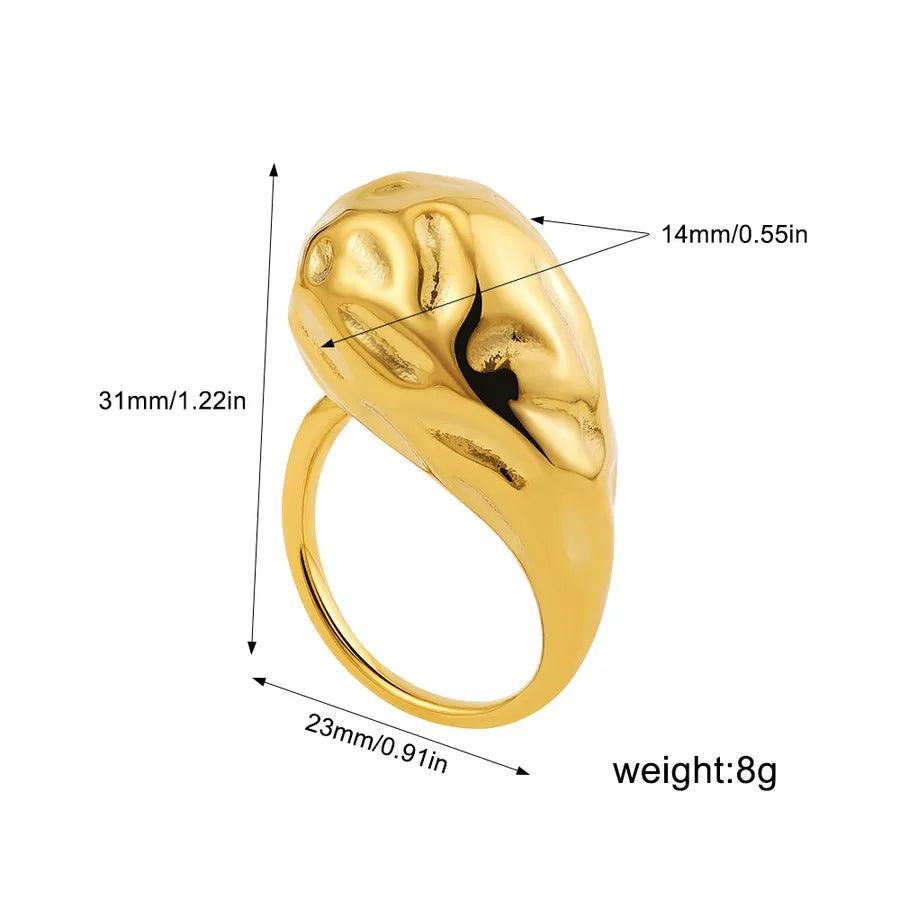 Wholesale Jewelry Simple Style Geometric Water Droplets Solid Color Titanium Steel Open Rings - Lilah jewellery boutique