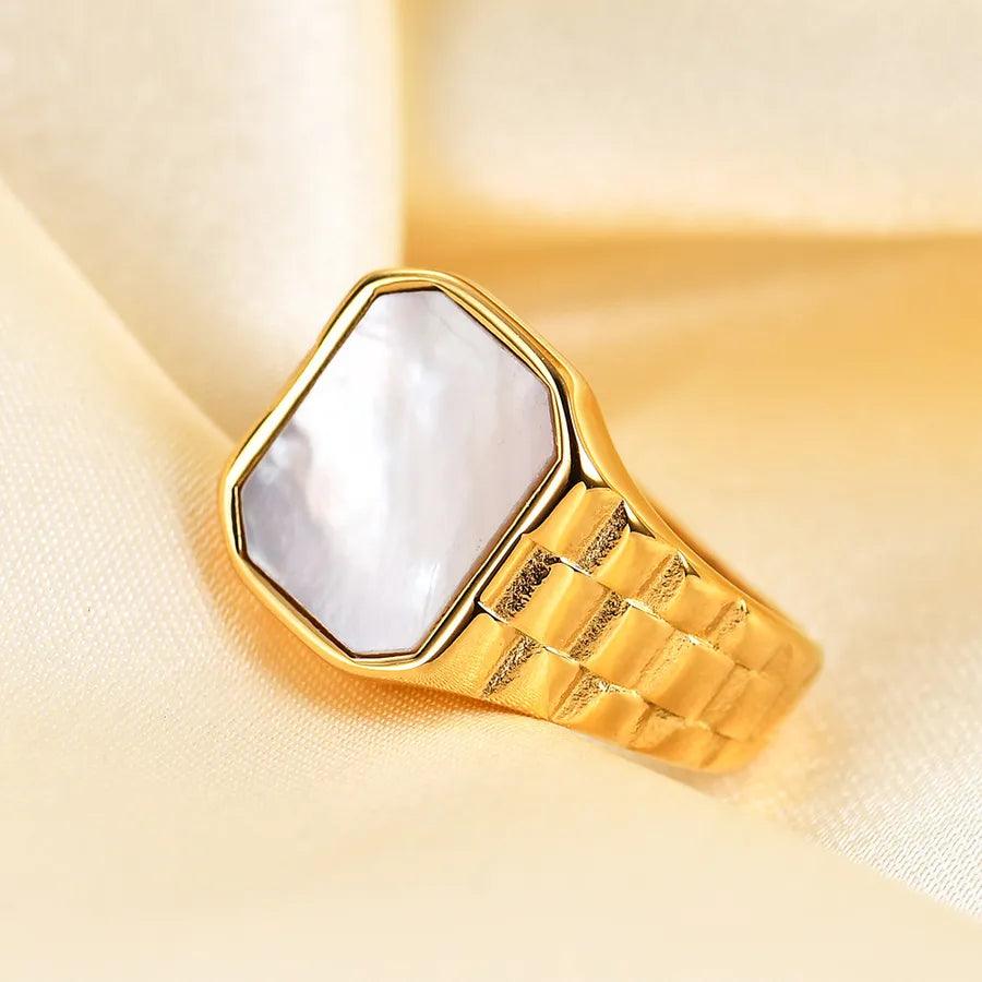 fashion square titanium steel plating artificial gemstones rings - Lilah jewellery boutique