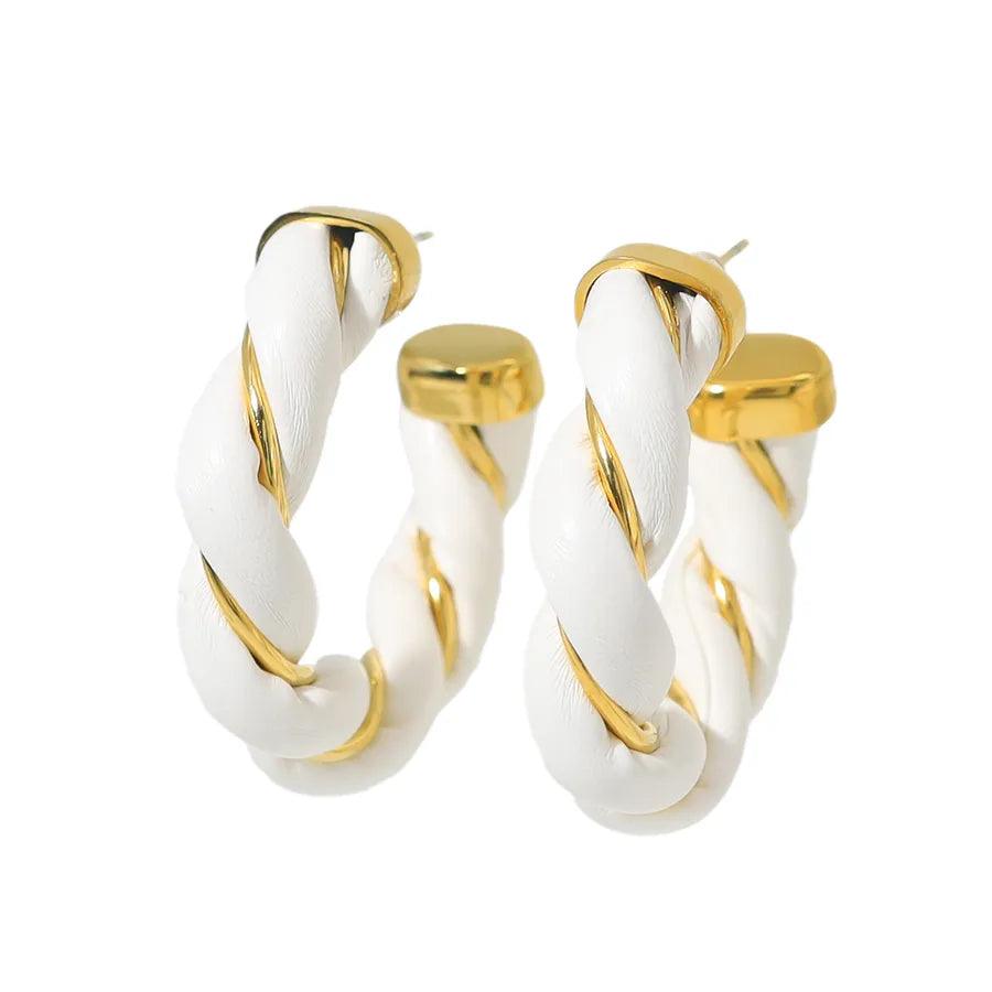 1 Pair Vacation Commute IG Style C Shape Plating 304 Stainless Steel Artificial Leather Earrings - Lilah jewellery boutique