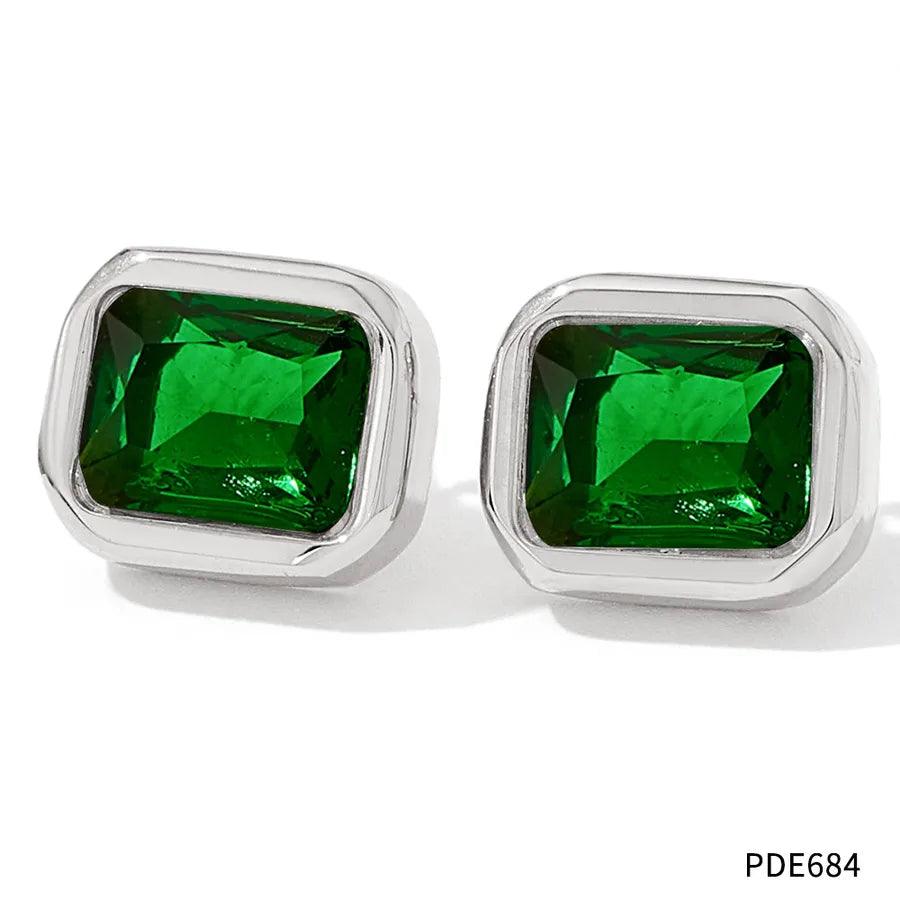 1 Pair Retro Square Plating Inlay 304 Stainless Steel Zircon 16K Gold Plated White Gold Plated Gold Plated Ear Studs - Lilah jewellery boutique