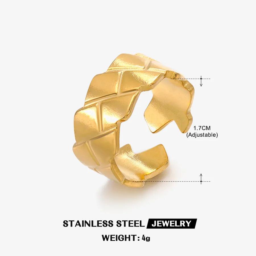 Wholesale Jewelry Hip-Hop Geometric 304 Stainless Steel 18K Gold Plated Plating Open Ring - Lilah jewellery boutique