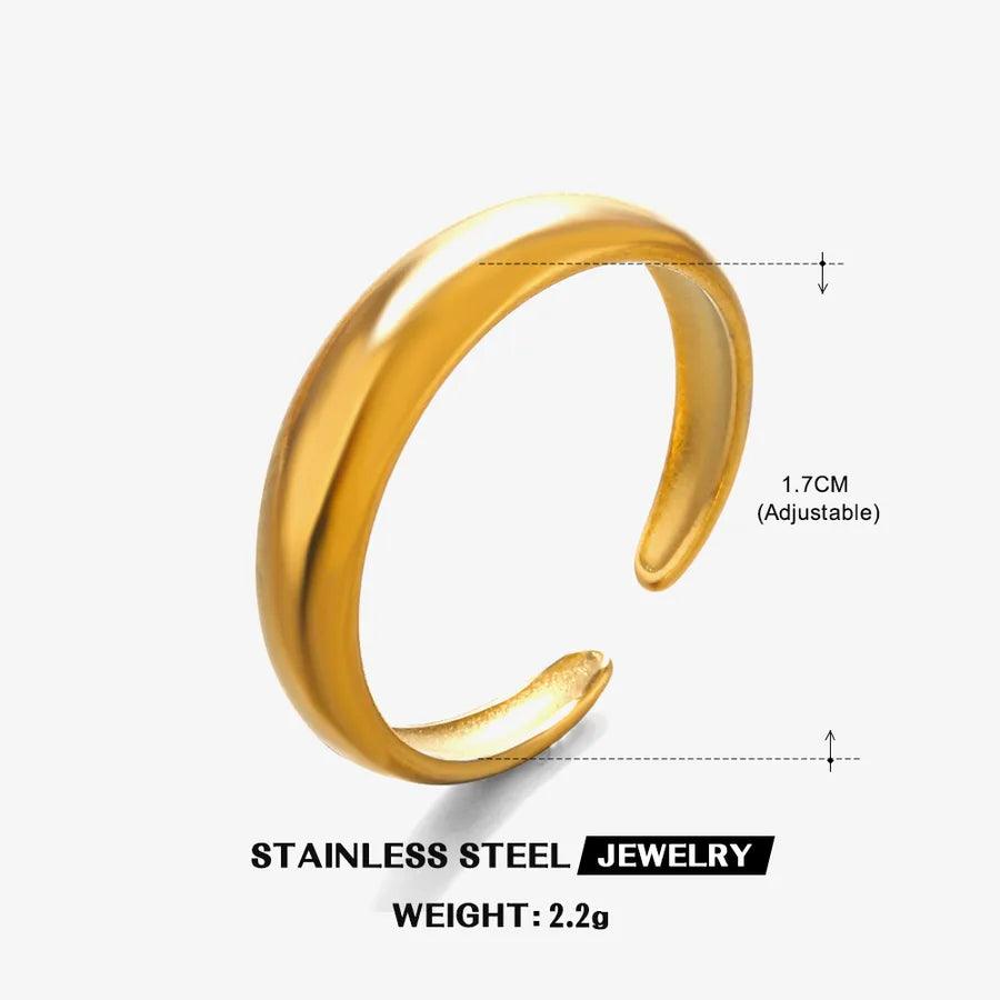 304 Stainless Steel 18K Gold Plated Simple Style Solid Color Open Rings - Lilah jewellery boutique