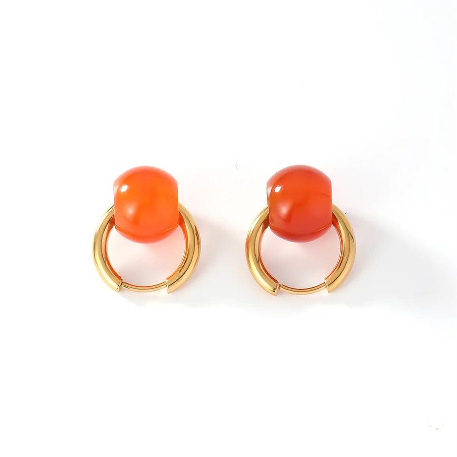 Κρικάκια με χάντρα 304 Stainless Steel natural stone K Gold Plated Earrings - Lilah jewellery boutique