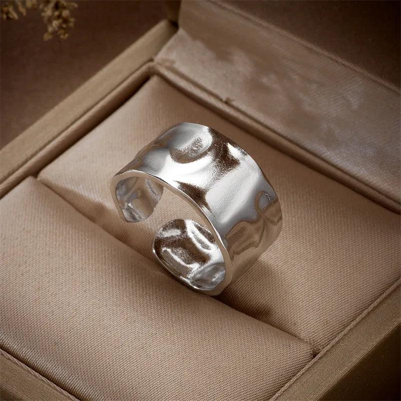 Wholesale Jewelry Simple Style Irregular Titanium Steel No Inlaid 18K Gold Plated Gold Plated Open Ring - Lilah jewellery boutique
