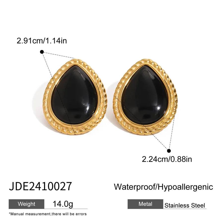 Σκουλαρίκια Triangle Water Droplets 304 Stainless Steel Agate Ear Studs - Lilah jewellery boutique