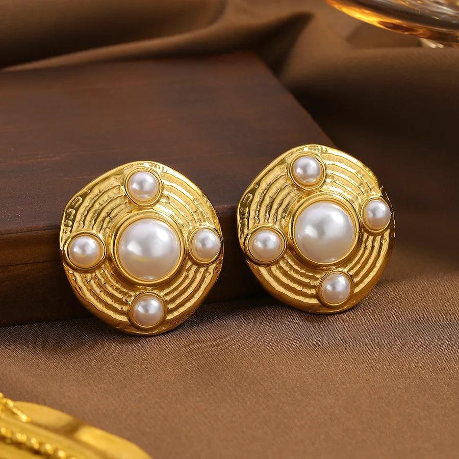1 Pair French Style Geometric Titanium Steel Ear Studs - Lilah jewellery boutique