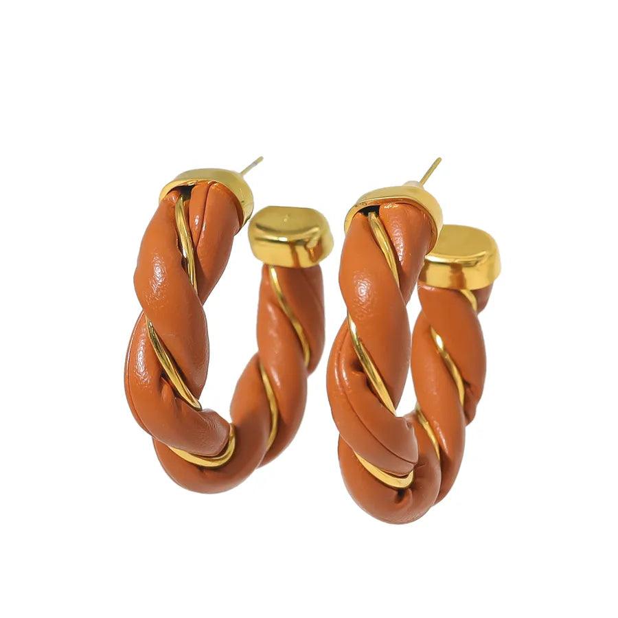 1 Pair Vacation Commute IG Style C Shape Plating 304 Stainless Steel Artificial Leather Earrings - Lilah jewellery boutique