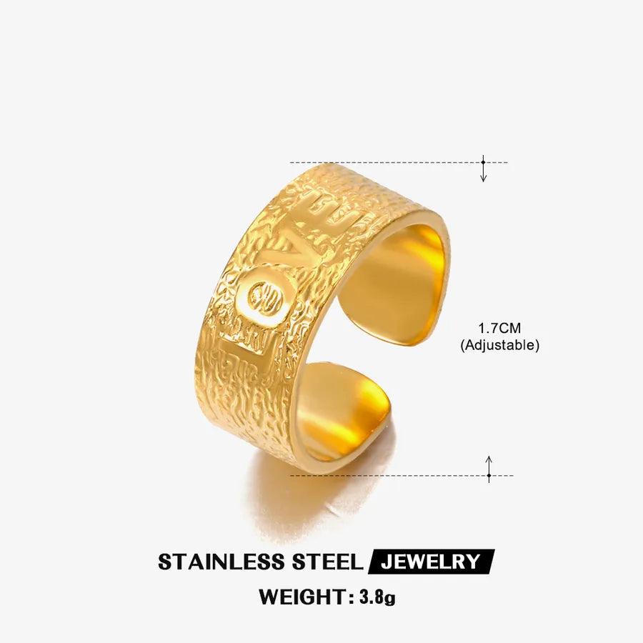 Wholesale Jewelry Hip-Hop Geometric 304 Stainless Steel 18K Gold Plated Plating Open Ring - Lilah jewellery boutique