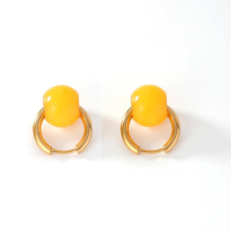 Κρικάκια με χάντρα 304 Stainless Steel natural stone K Gold Plated Earrings - Lilah jewellery boutique