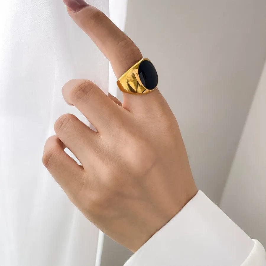 basic retro geometric titanium steel epoxy plating rings - Lilah jewellery boutique