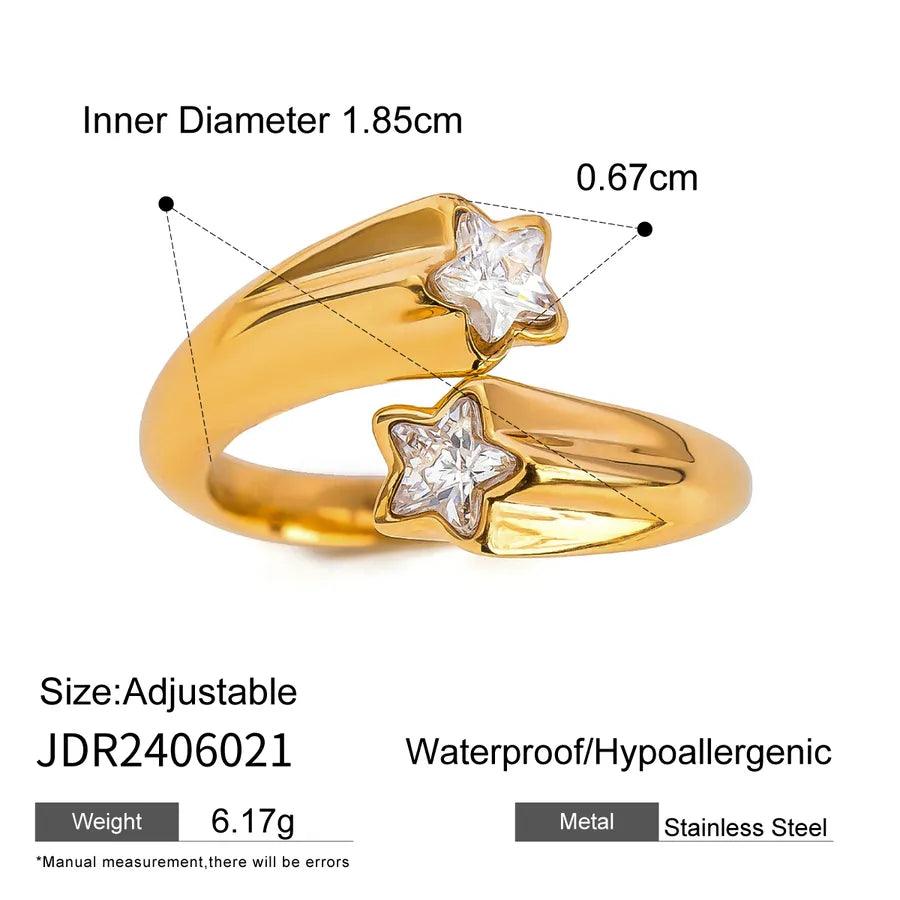 Jewelry Classic Style Pentagram 304 Stainless Steel Open Rings - Lilah jewellery boutique