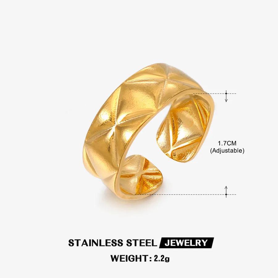 Wholesale Jewelry Hip-Hop Geometric 304 Stainless Steel 18K Gold Plated Plating Open Ring - Lilah jewellery boutique