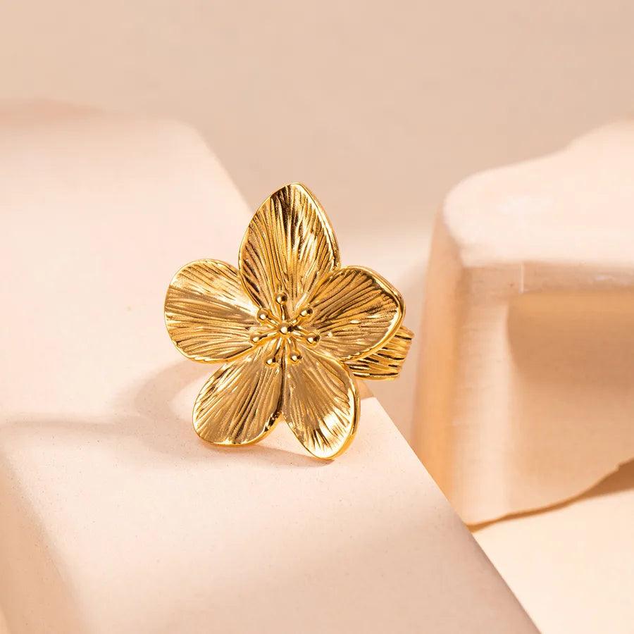 Wholesale Jewelry Simple Style Leaves Solid Color Butterfly Titanium Steel Open Rings - Lilah jewellery boutique