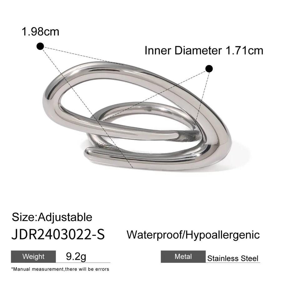 Jewelry Exaggerated Artistic Geometric 304 Stainless Steel Layered Open Rings - Lilah jewellery boutique