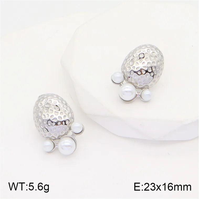Σκουλαρίκια πατούσακι με πέρλες Pearl Foot Plating Inlay 304 Stainless Steel Pearl 18K Gold Plated Ear Studs - Lilah jewellery boutique