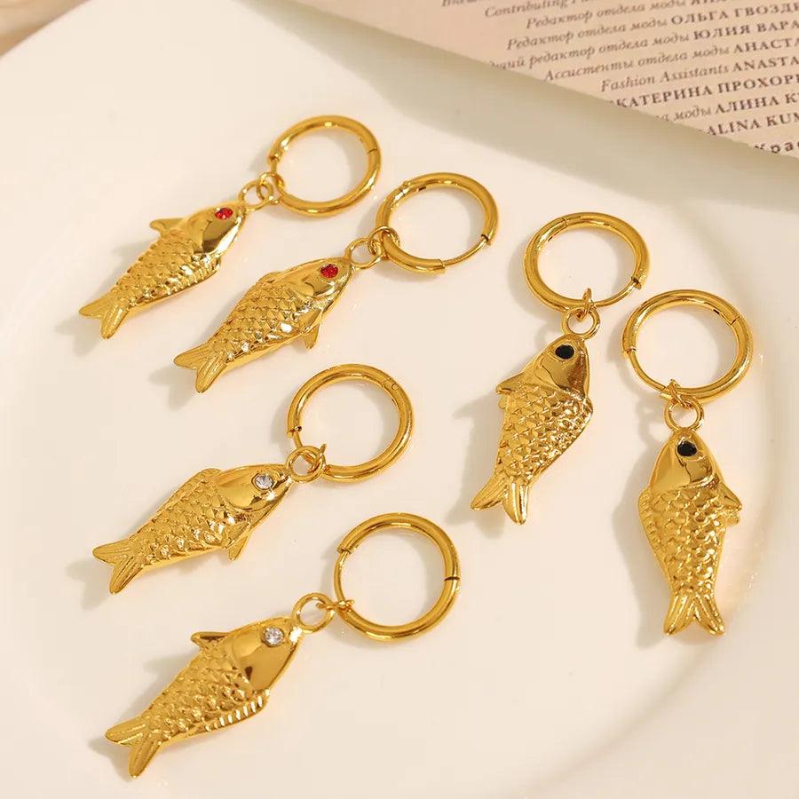 Fashion Minimalist Elegant Little Fish Earrings Titanium Steel Plated 18K Vacation Style Casual Marine Series Earrings - Lilah jewellery boutique