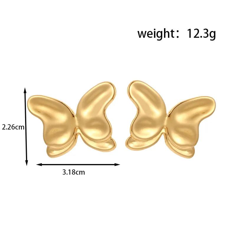 1 Pair IG Style Vintage Style French Style Geometric Butterfly Pleated Inlay 304 Stainless Steel Pearl Ear Studs - Lilah jewellery boutique