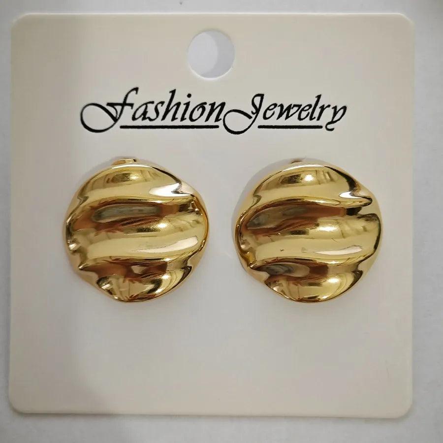 1 Pair Retro Solid Color Irregular Plating 304 Stainless Steel Ear Studs - Lilah jewellery boutique