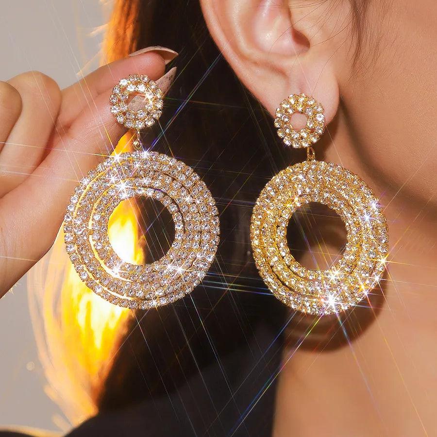 Σκουλαρίκια με στρας 316 Stainless Steel Rhinestones Drop Earrings - Lilah jewellery boutique
