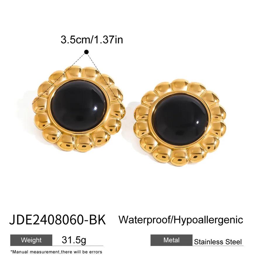 1 Pair Vintage Style Classic Style Geometric Plating 304 Stainless Steel Agate Ear Studs - Lilah jewellery boutique