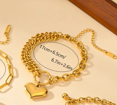 Βραχιόλι ανοξείδωτο ατσάλι με καρδιά ❤️ #LH1020